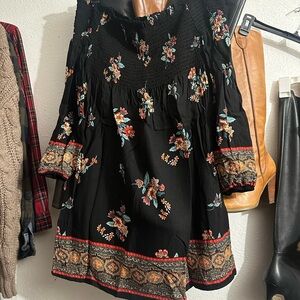 Xhilaration Black Dress with Floral Accents